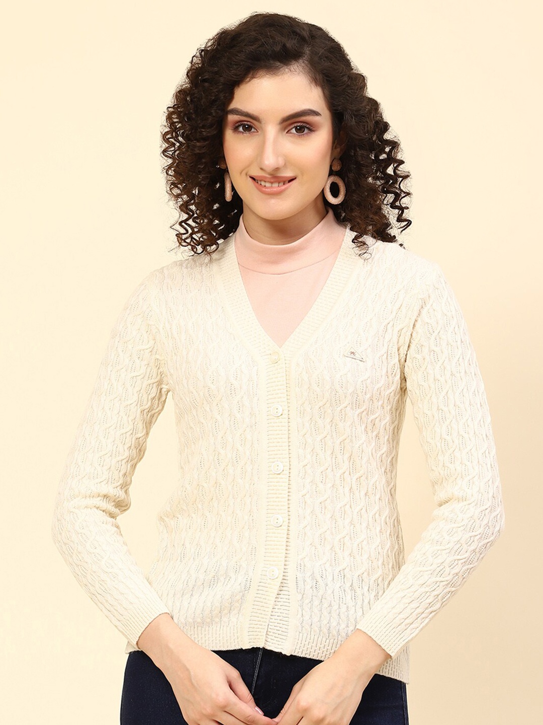 

Monte Carlo Cable Knit Cardigan, Cream