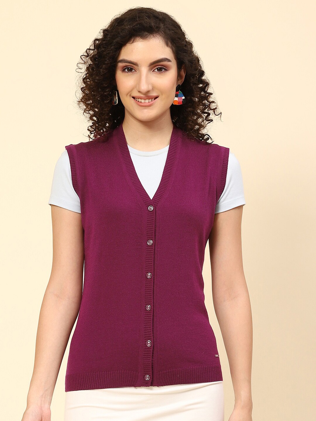 

Monte Carlo Sleeveless Woollen Cardigan, Purple