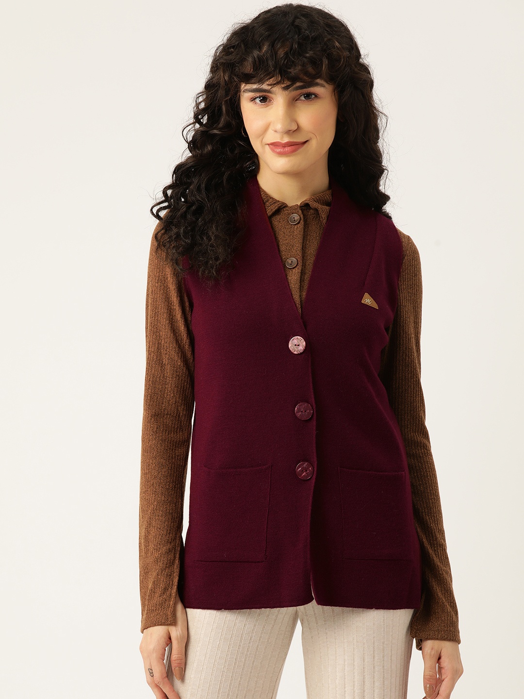 

Monte Carlo Women Woollen Cardigan, Maroon