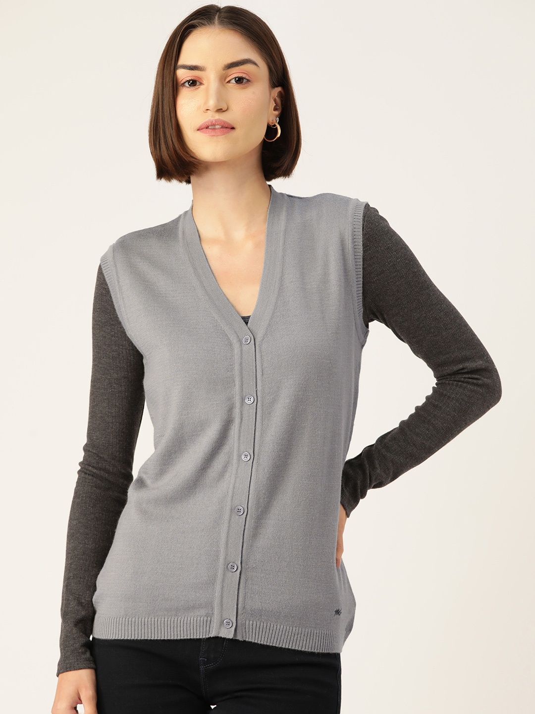 

Monte Carlo Women Sleeveless Cardigan, Grey