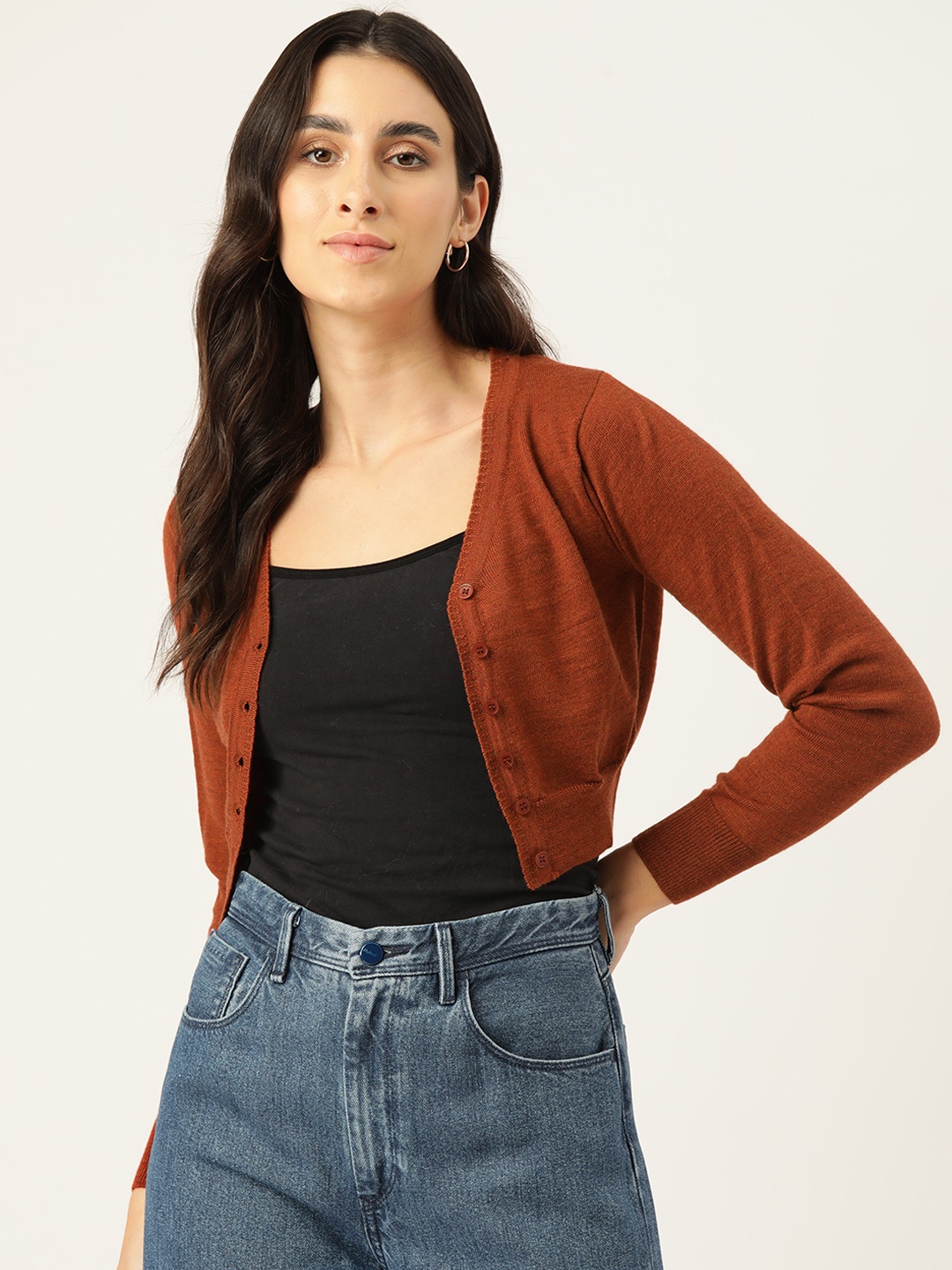 

Monte Carlo Woollen Crop Cardigan, Rust