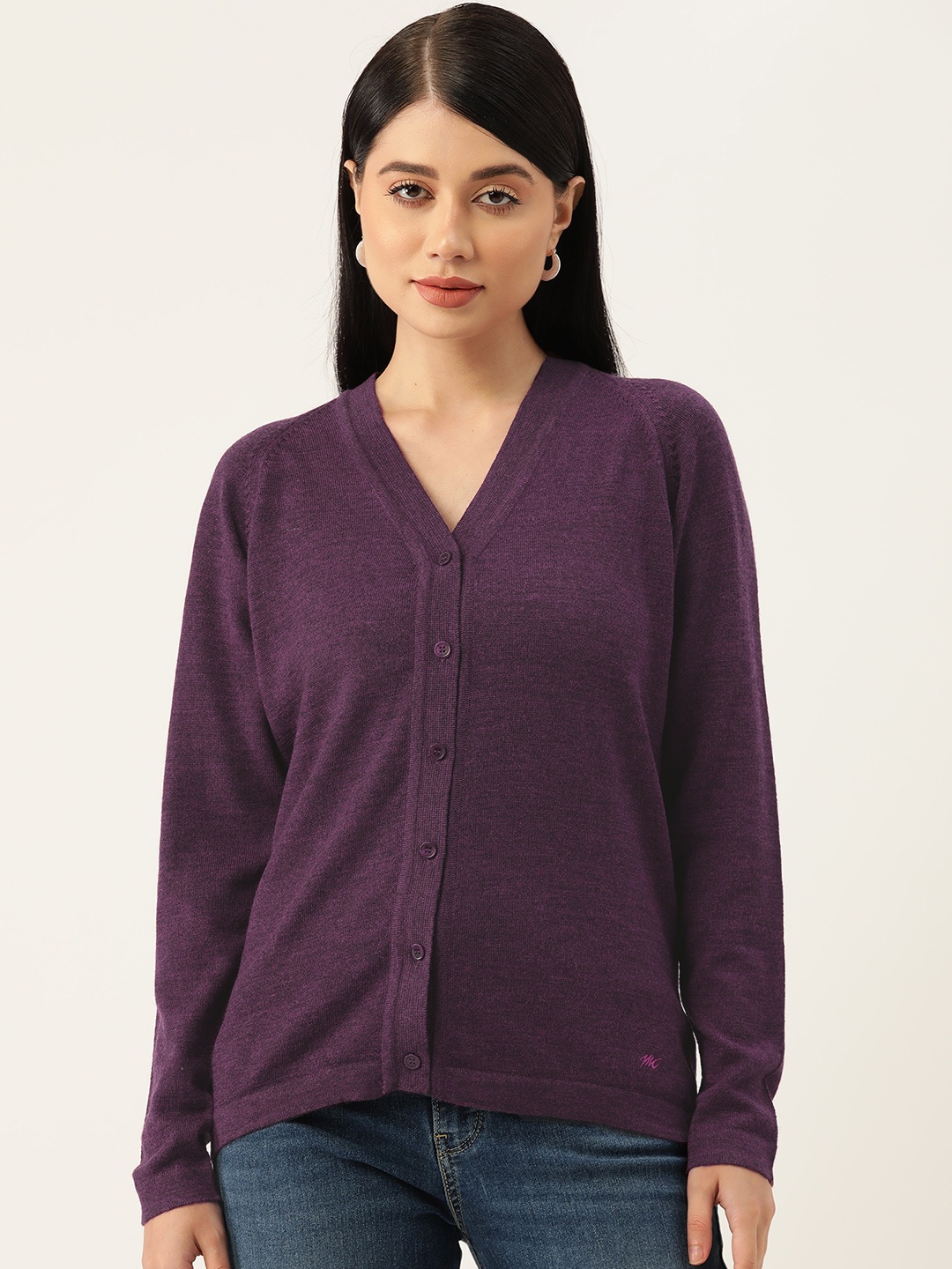 

Monte Carlo V-Neck Woollen Cardigan, Purple