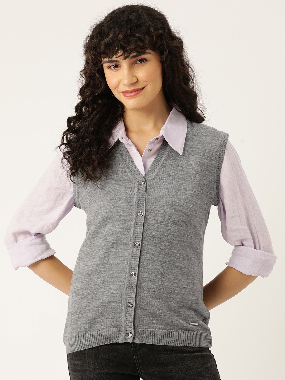 

Monte Carlo Women Solid Cardigan, Grey melange