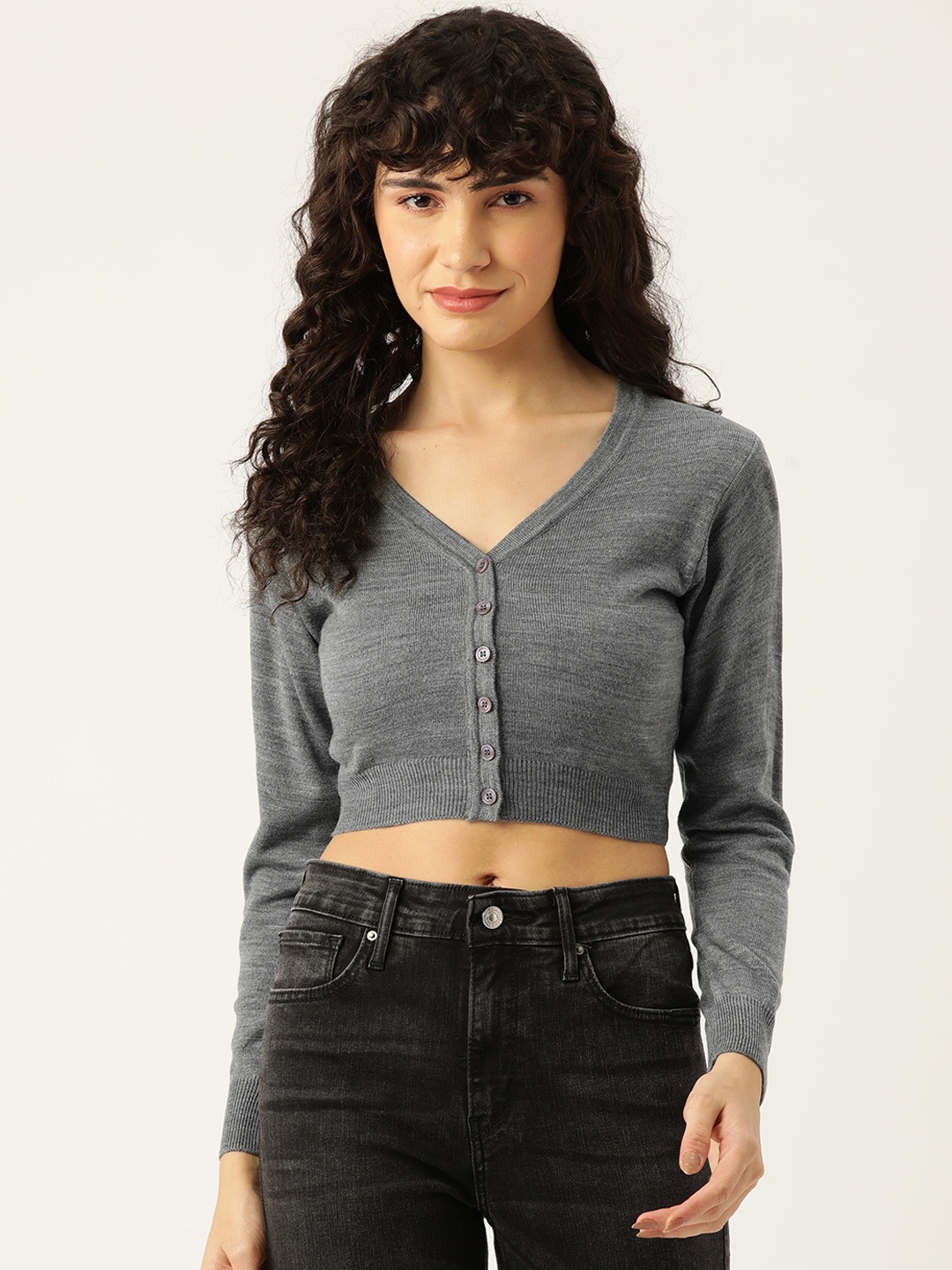 

Monte Carlo Women Crop Cardigan, Grey melange