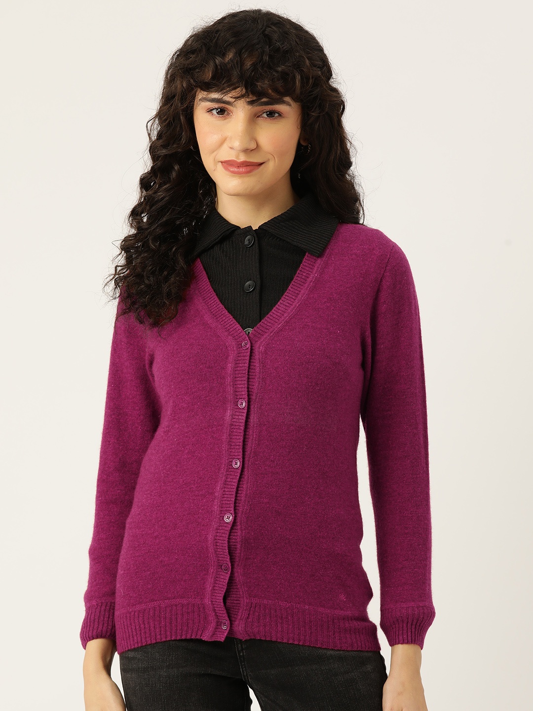 

Monte Carlo Women Solid Cardigan, Burgundy