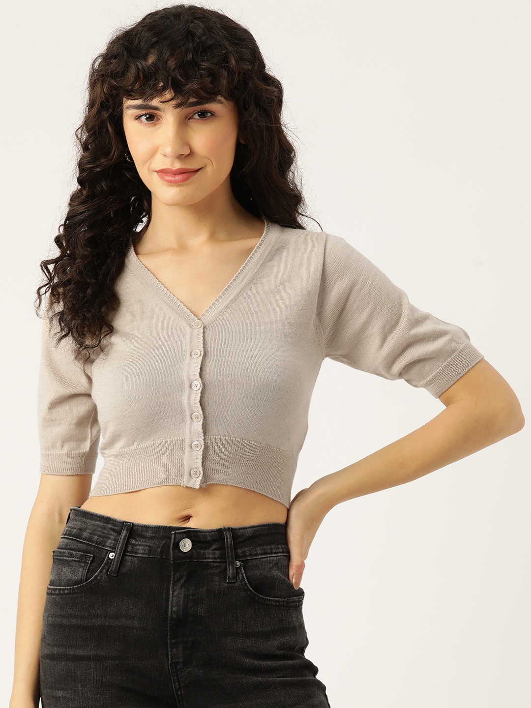 

Monte Carlo Women Crop Cardigan, Grey