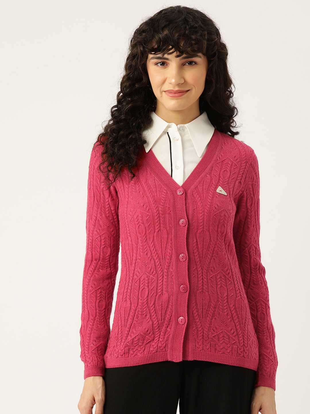 

Monte Carlo Women Self-Design Cardigan, Pink