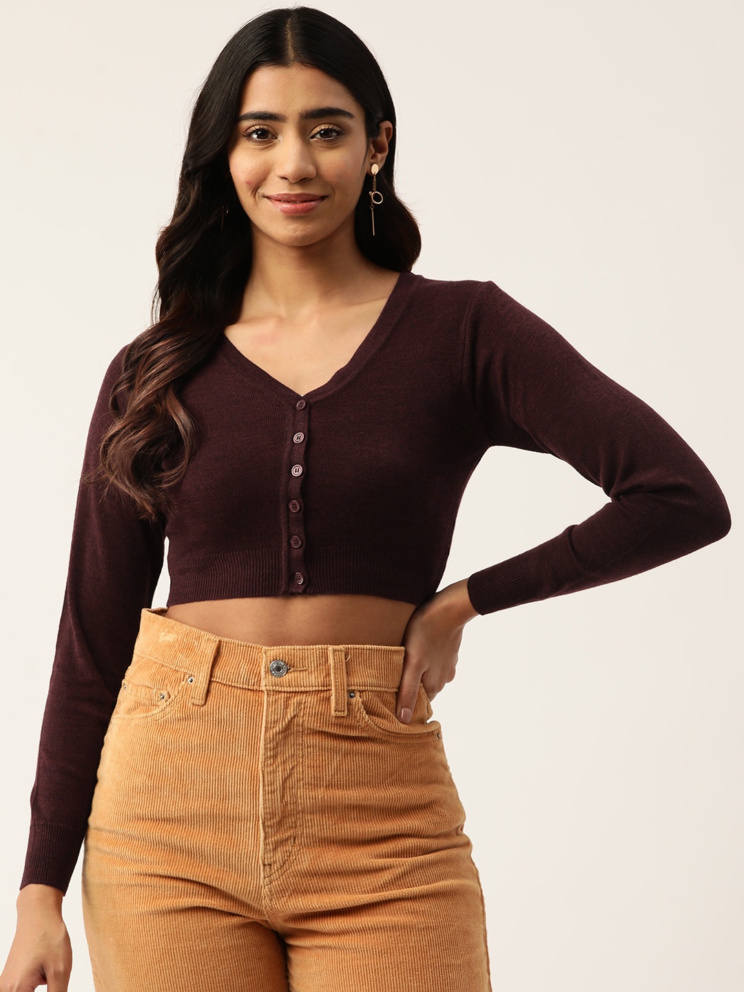 

Monte Carlo Women Crop Cardigan, Burgundy