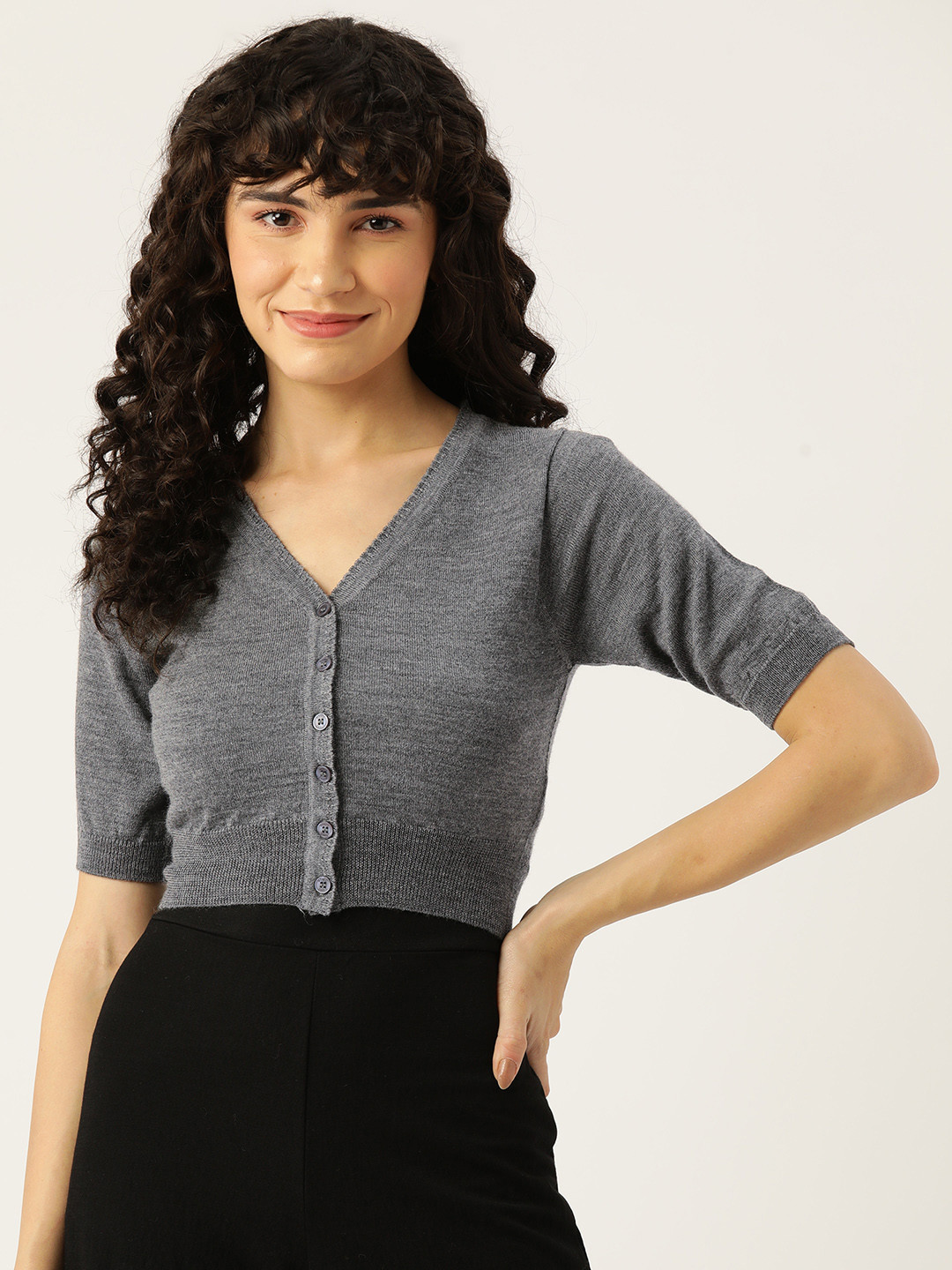 

Monte Carlo Women Woollen Cardigan, Grey