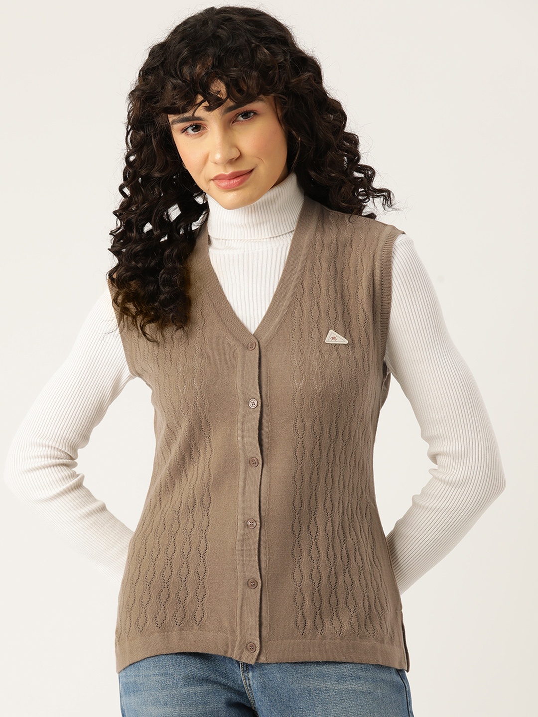 

Monte Carlo Women Self Design Cardigan, Taupe