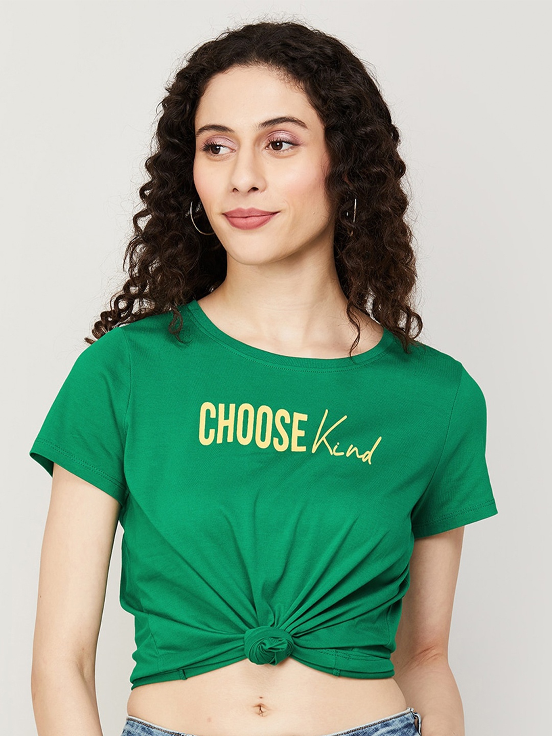 

Fame Forever by Lifestyle Typography Printed Pure Cotton T-shirt, Green
