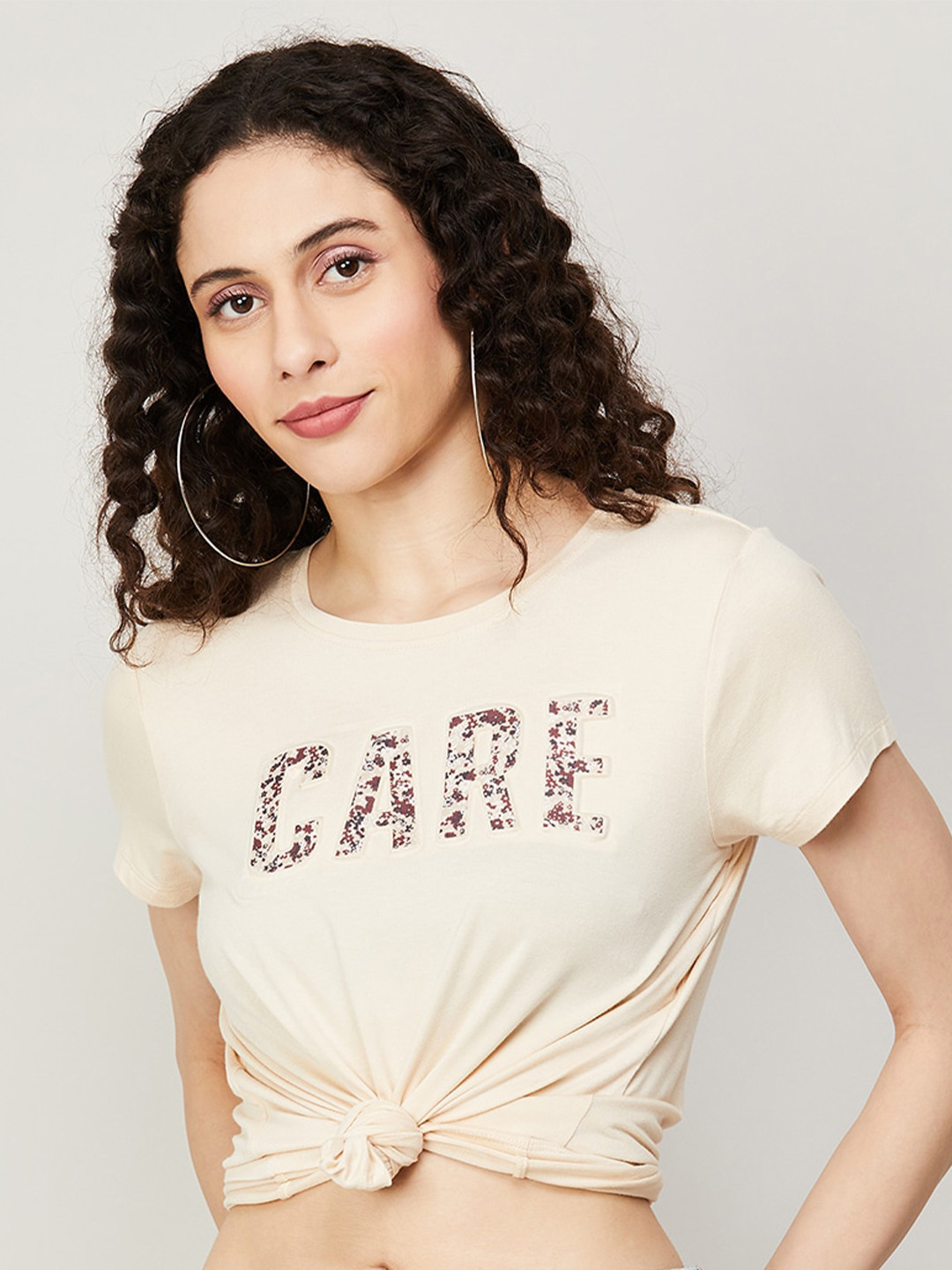 

Fame Forever by Lifestyle Typography Printed Round Neck T-shirt, Beige