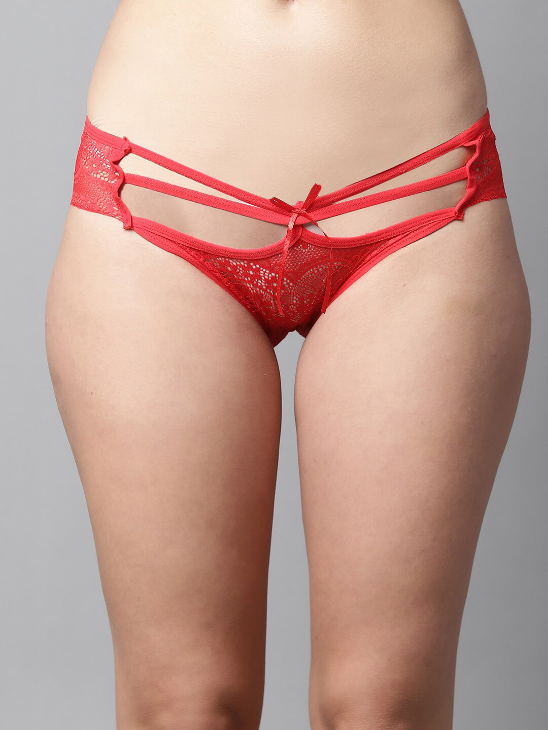 

PrettyCat Self-Design Lace Bikini Briefs, Red