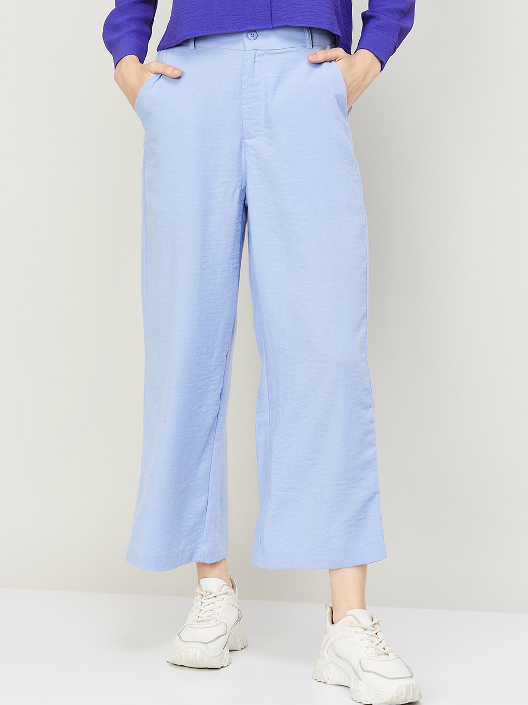 

Ginger by Lifestyle Women Mid Rise Parallel Trousers, Blue