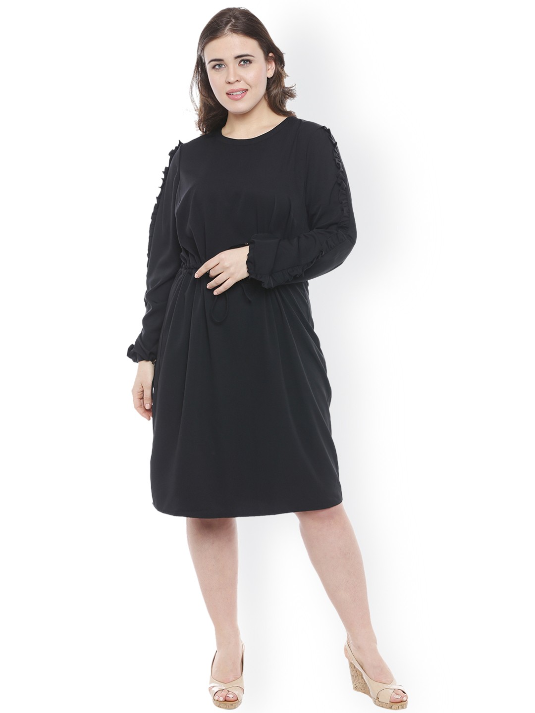 

JUNAROSE Plus Size Women Black Solid A-Line Dress