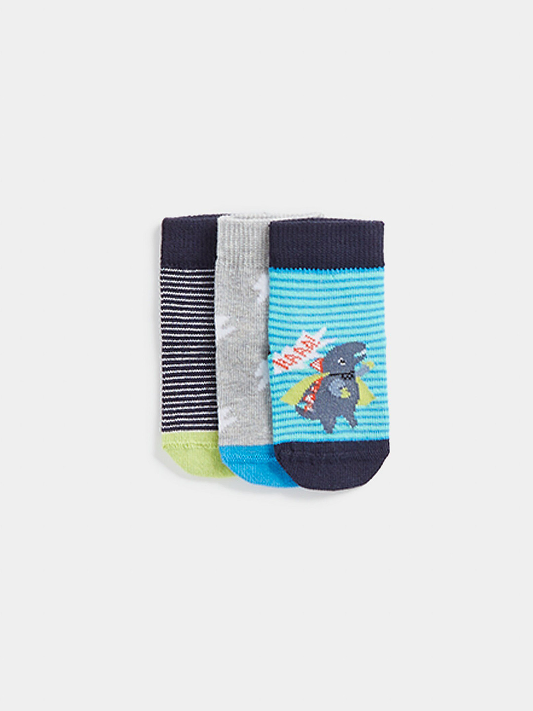 

mothercare Boys Pack of 3 Printed Ankle-Length Socks, Blue