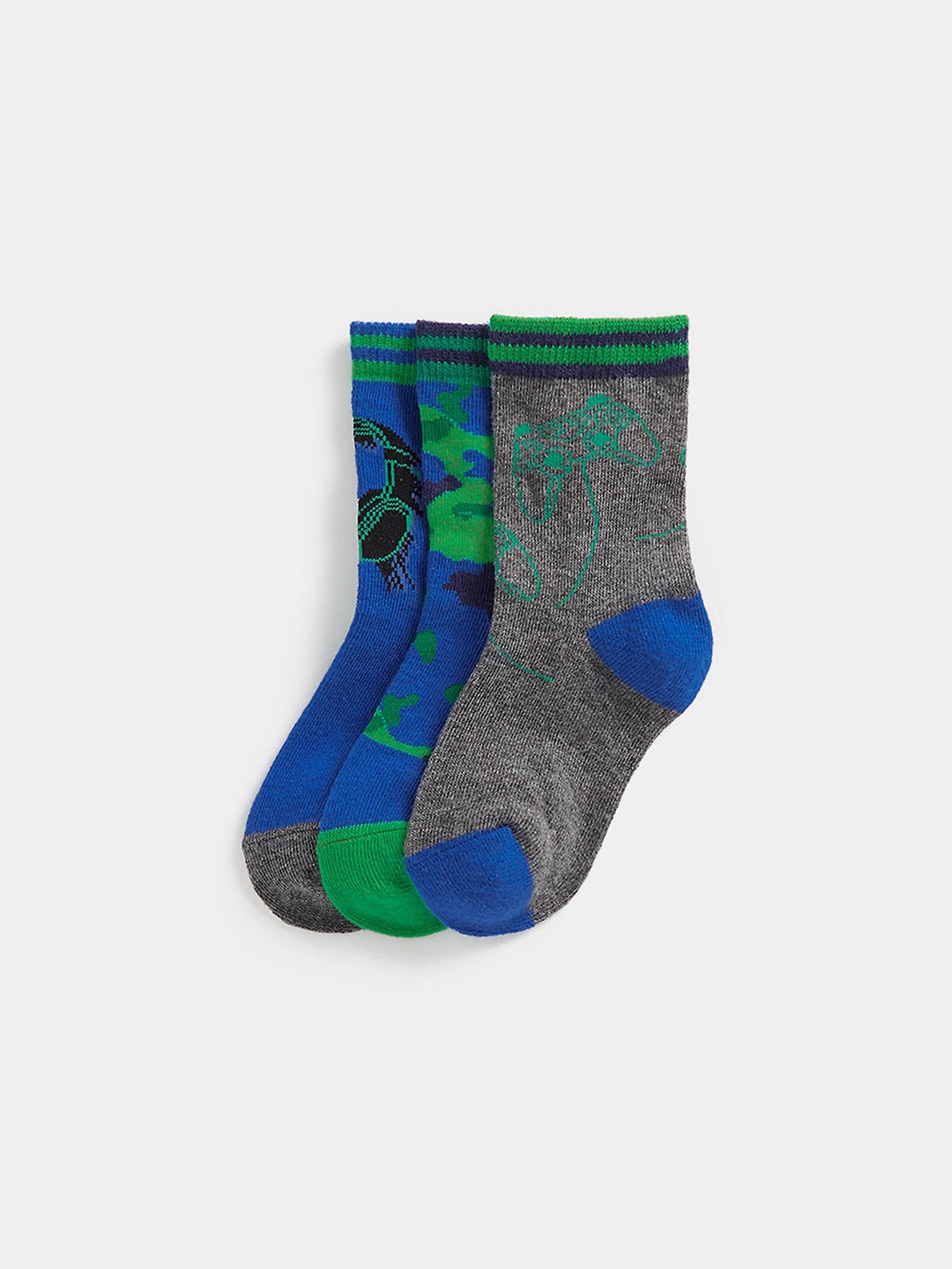 

mothercare Kids Pack Of 3 Self Design Cotton Socks, Green