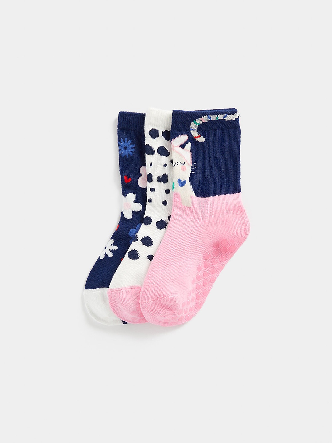 

mothercare Girls Pack of 3 Patterned Pure Cotton Ankle-LengthSocks, Blue