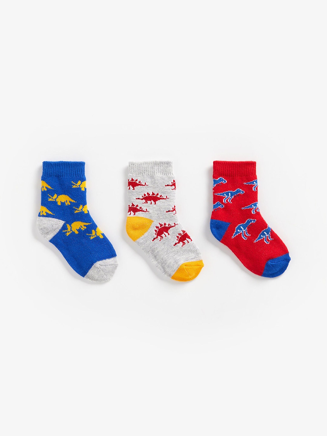 

mothercare Infants Boys Pack Of 3 Self Design Cotton Socks, Red
