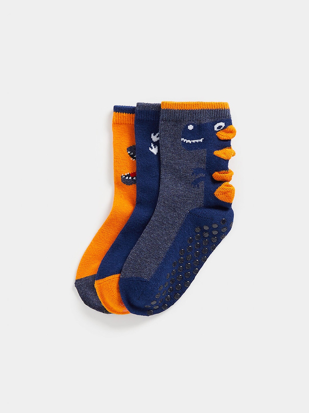

mothercare Boys Pack of 3 Patterned Pure Cotton Ankle-LengthSocks, Blue