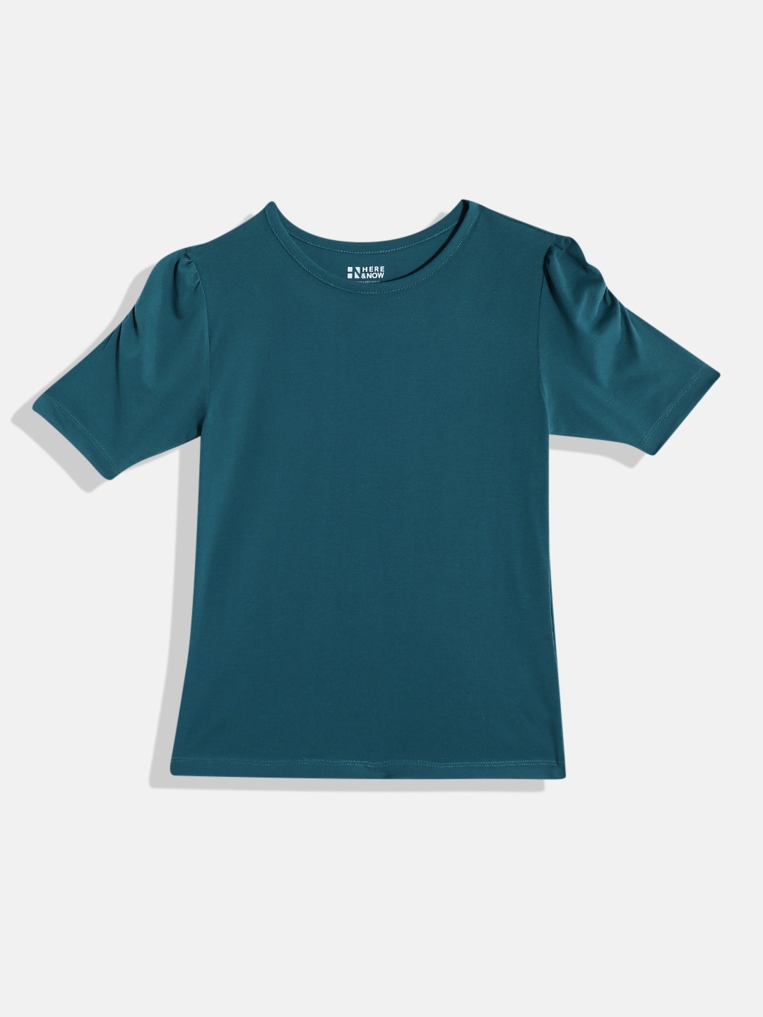 

HERE&NOW Girls Puff Sleeves Top, Teal