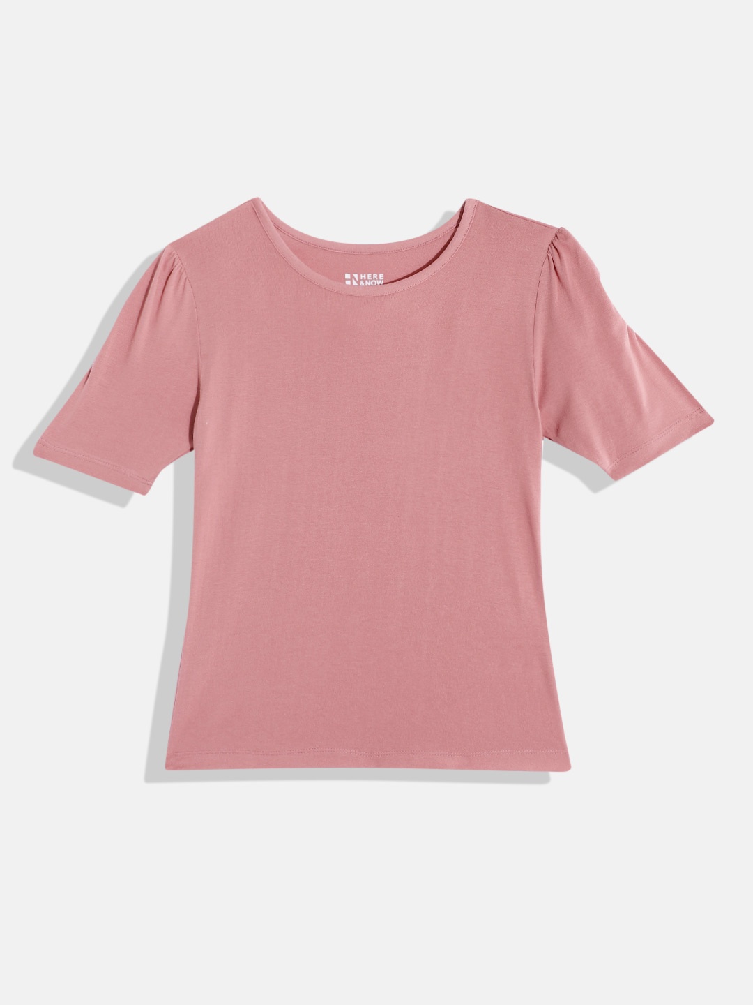 

HERE&NOW Girls Puff Sleeves Top, Pink