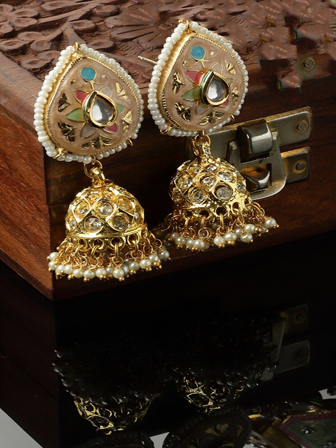 

DUGRISTYLE Contemporary Jhumkas Earrings, Gold