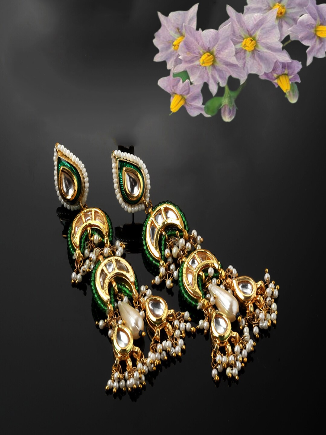 

DUGRISTYLE Contemporary Chandbalis Earrings, Green