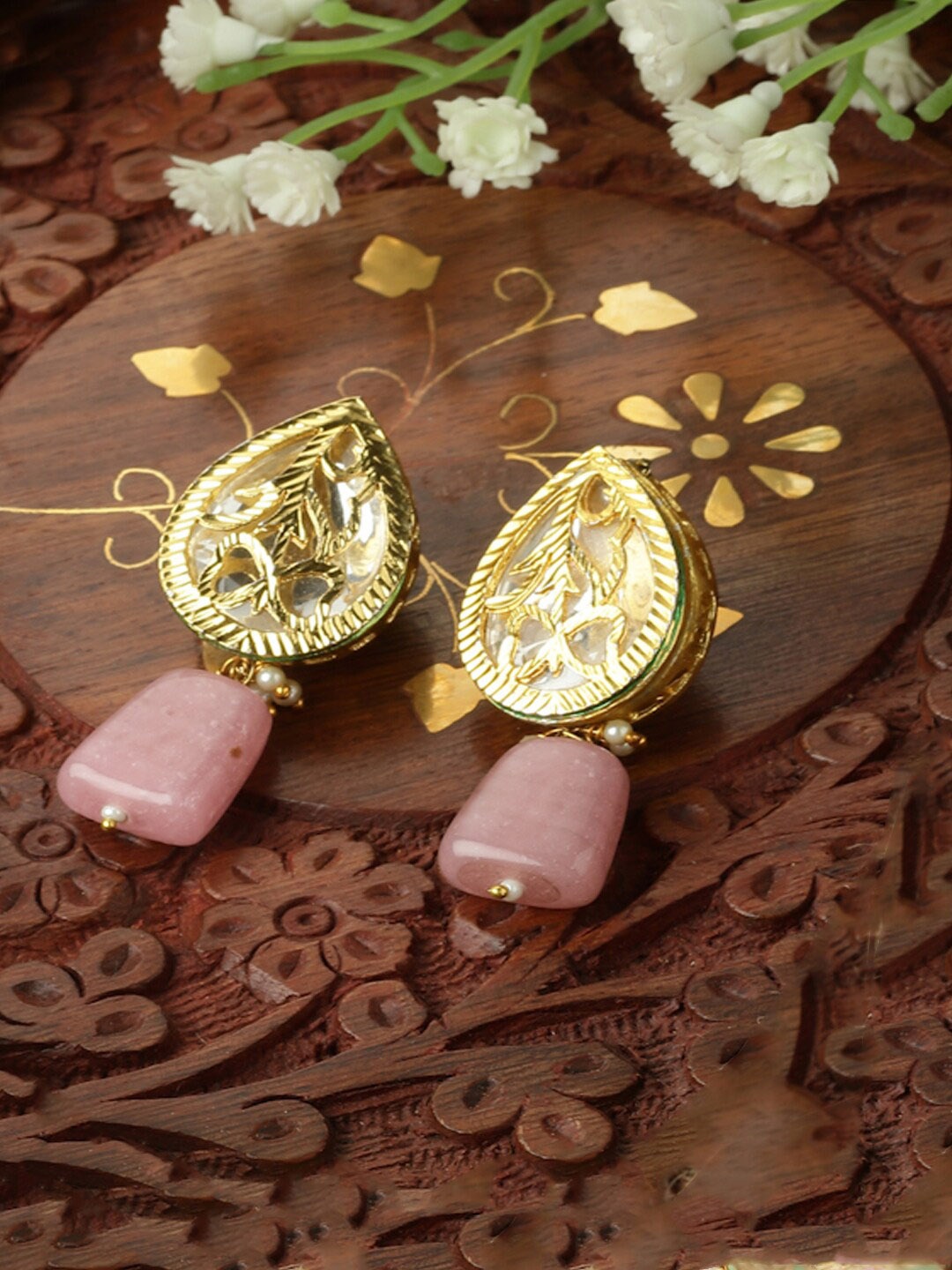 

DUGRISTYLE Gold-Plated Teardrop Shaped Drop Earrings