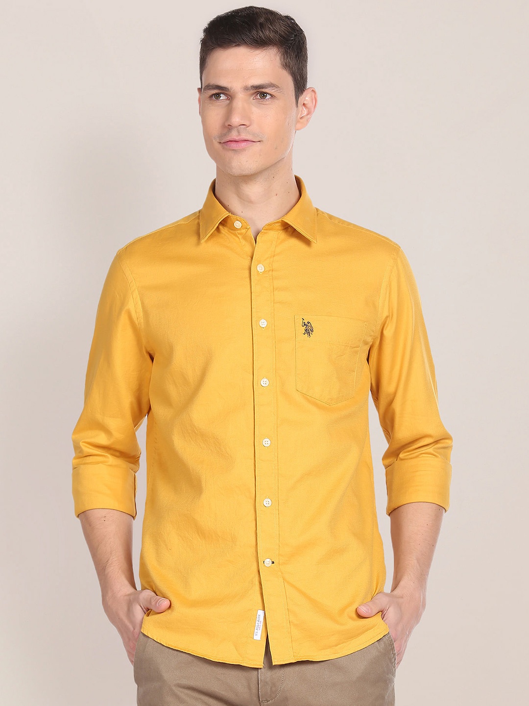 

U.S. Polo Assn. Regular Fit Pure Cotton Casual Shirt, Yellow