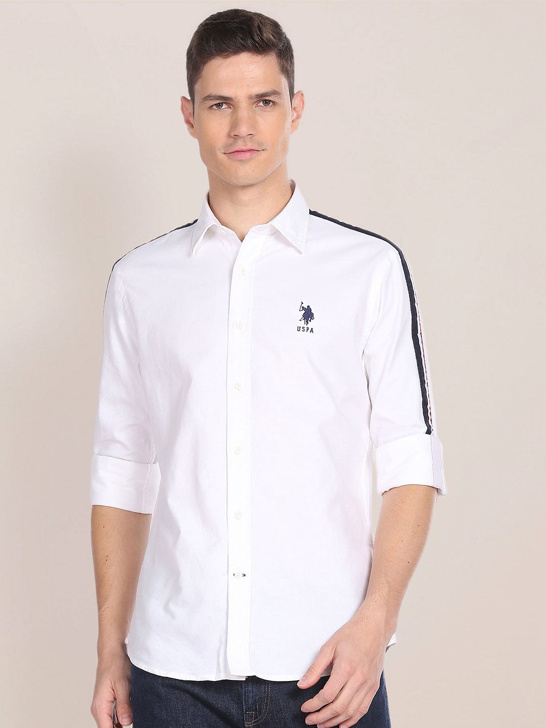 

U.S. Polo Assn. Regular Fit Pure Cotton Casual Shirt, White