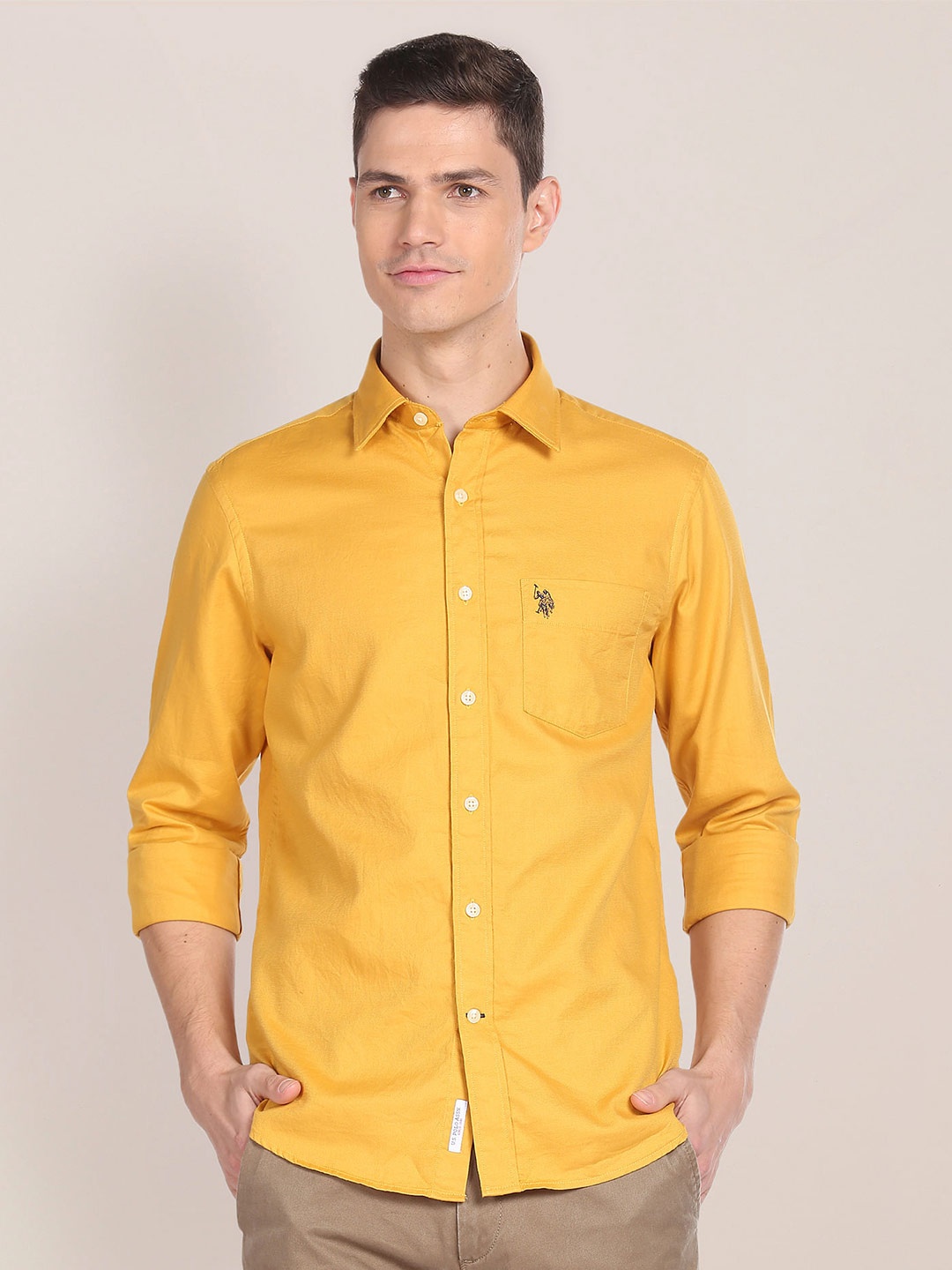

U.S. Polo Assn. Opaque Pure Cotton Casual Shirt, Yellow