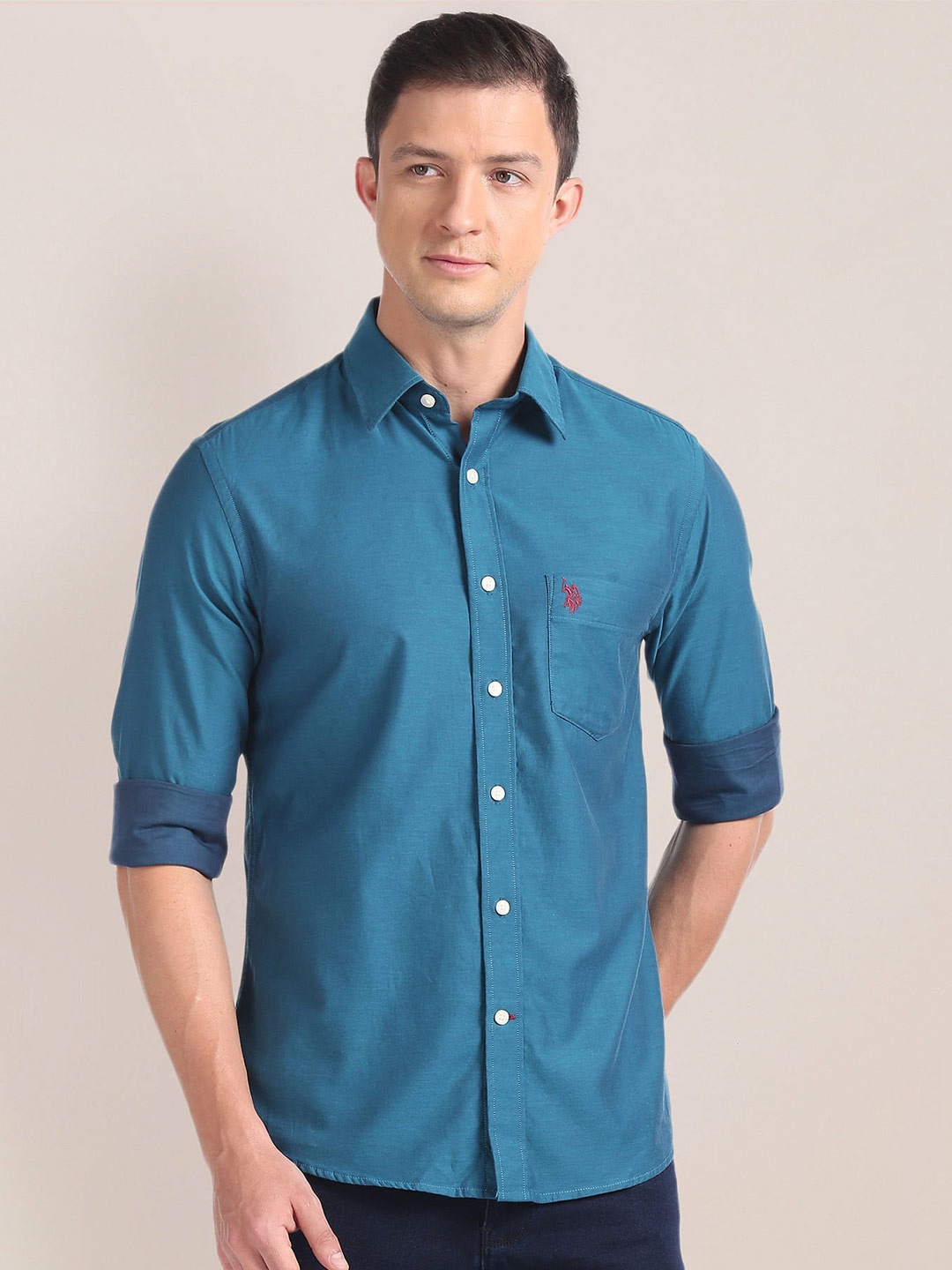

U.S. Polo Assn. Twill Pure Cotton Casual Shirt, Green