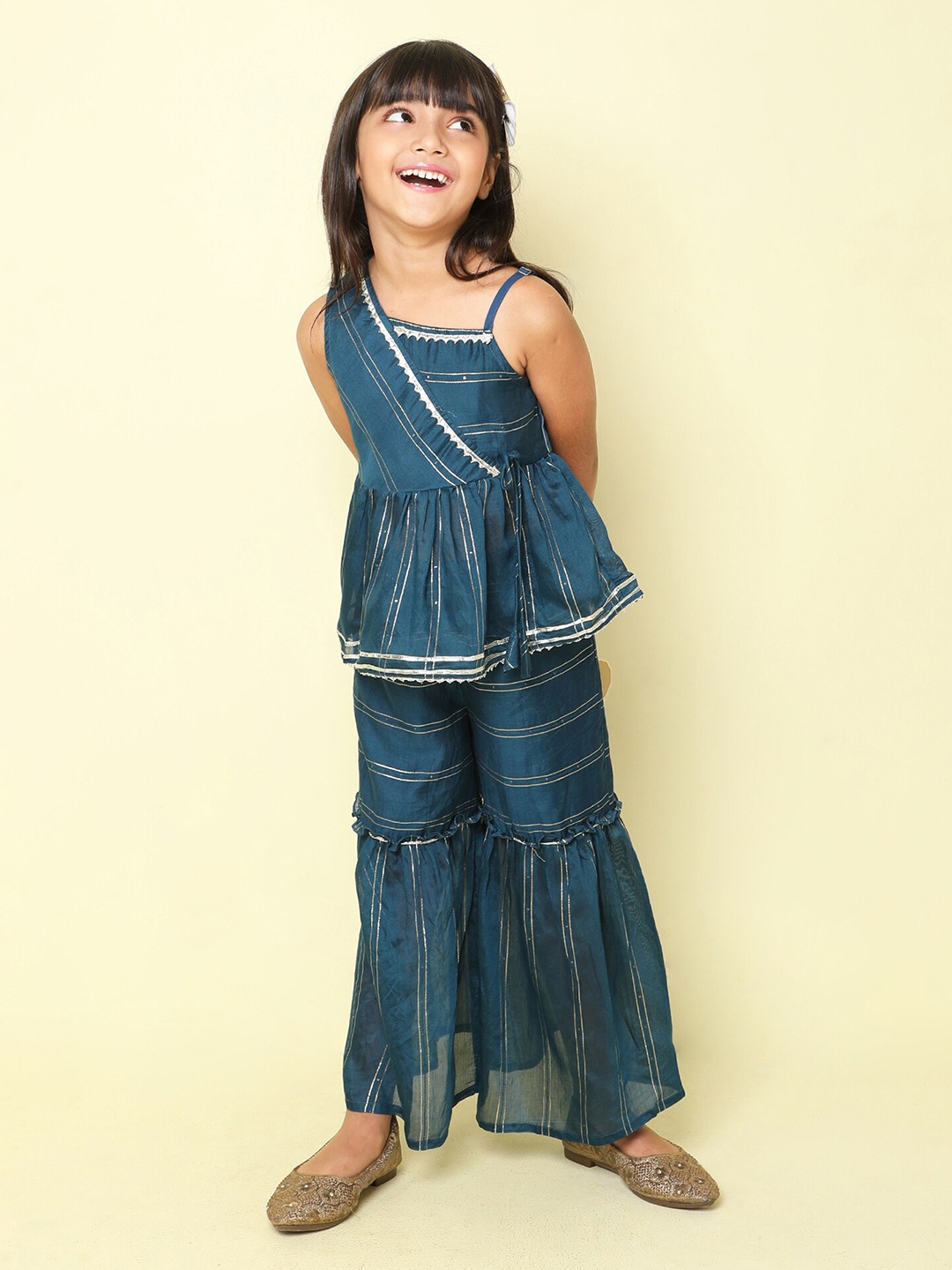 

taffykids Girls Striped Top with Palazzos, Teal