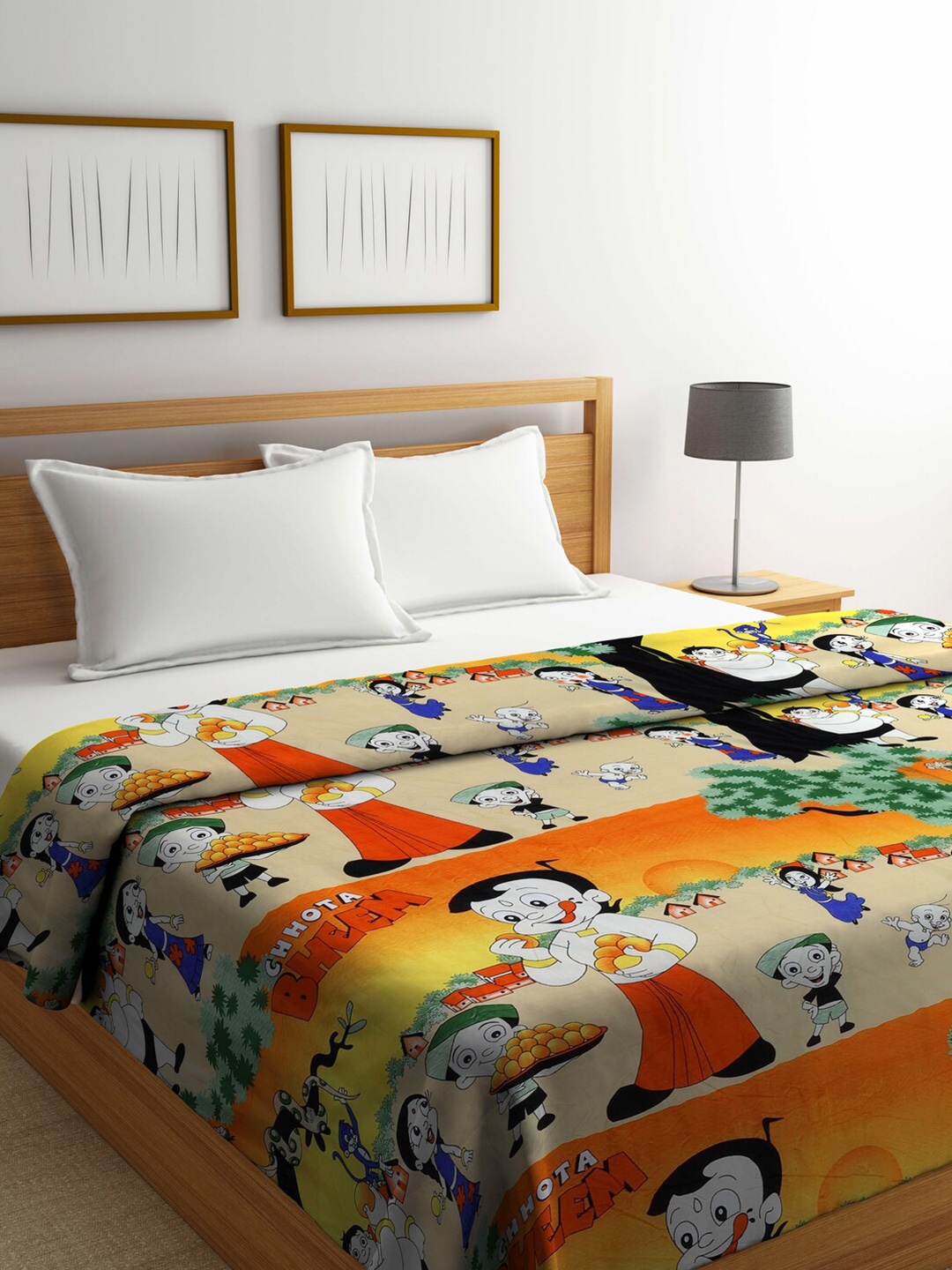 

FABINALIV Beige & Red Cartoon Print AC Room 300 GSM Double Bed Dohar