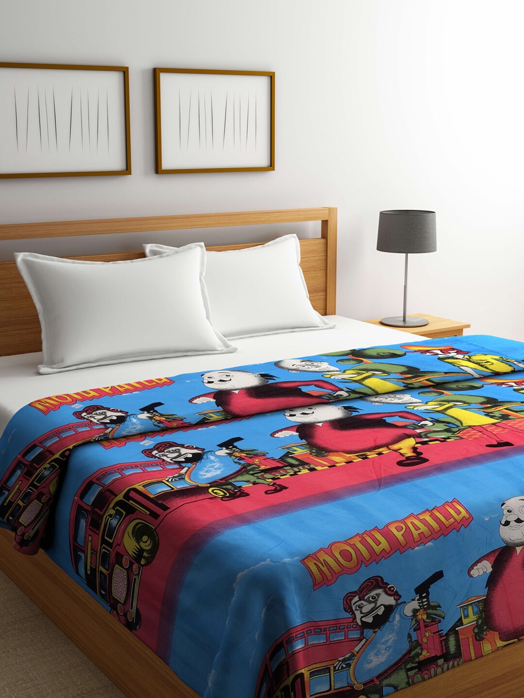 

FABINALIV Blue & Maroon Motu Patlu Print AC Room 300 GSM Double Bed Dohar