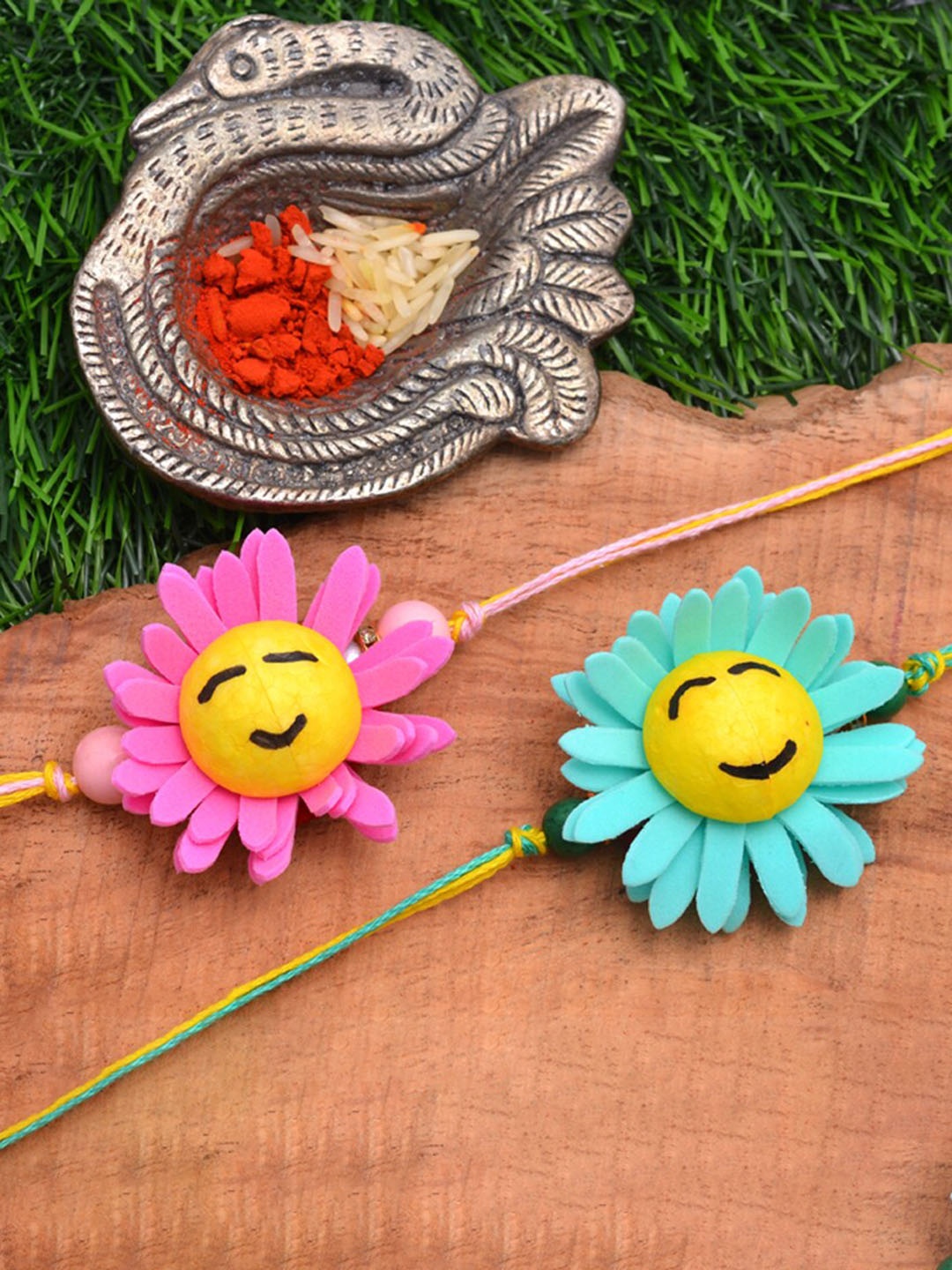 

Silvermerc Designs Kids Set Of 2 Sunflower Toy Shaped Rakhis, Blue