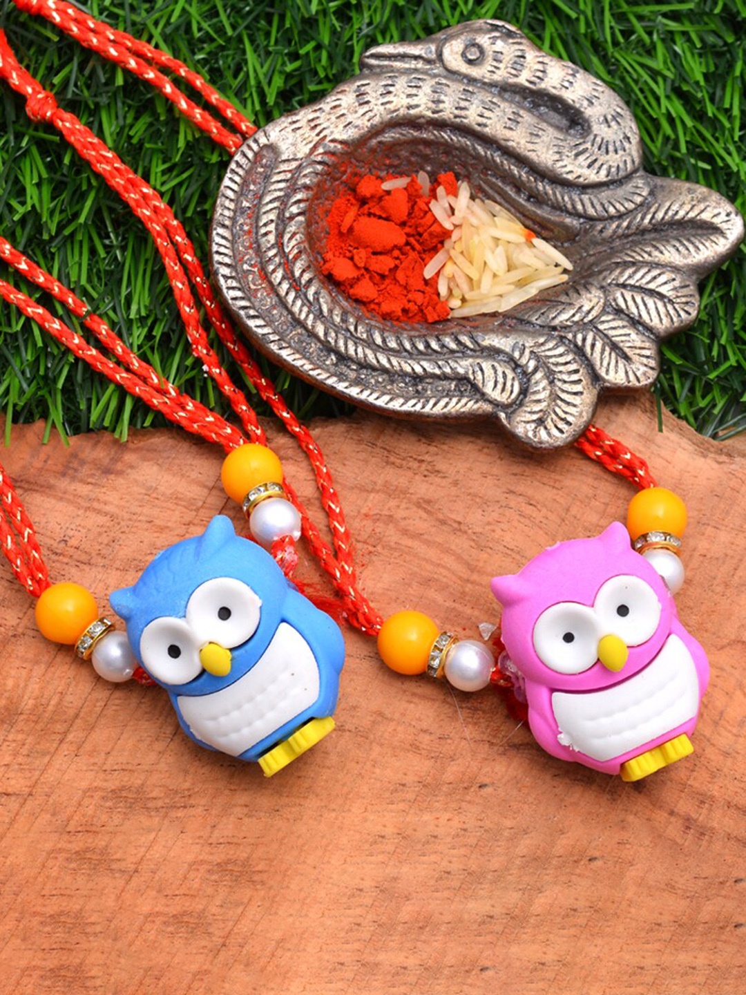 

Silvermerc Designs Kids Set Of 2 Owl Toy Rakhi, Blue