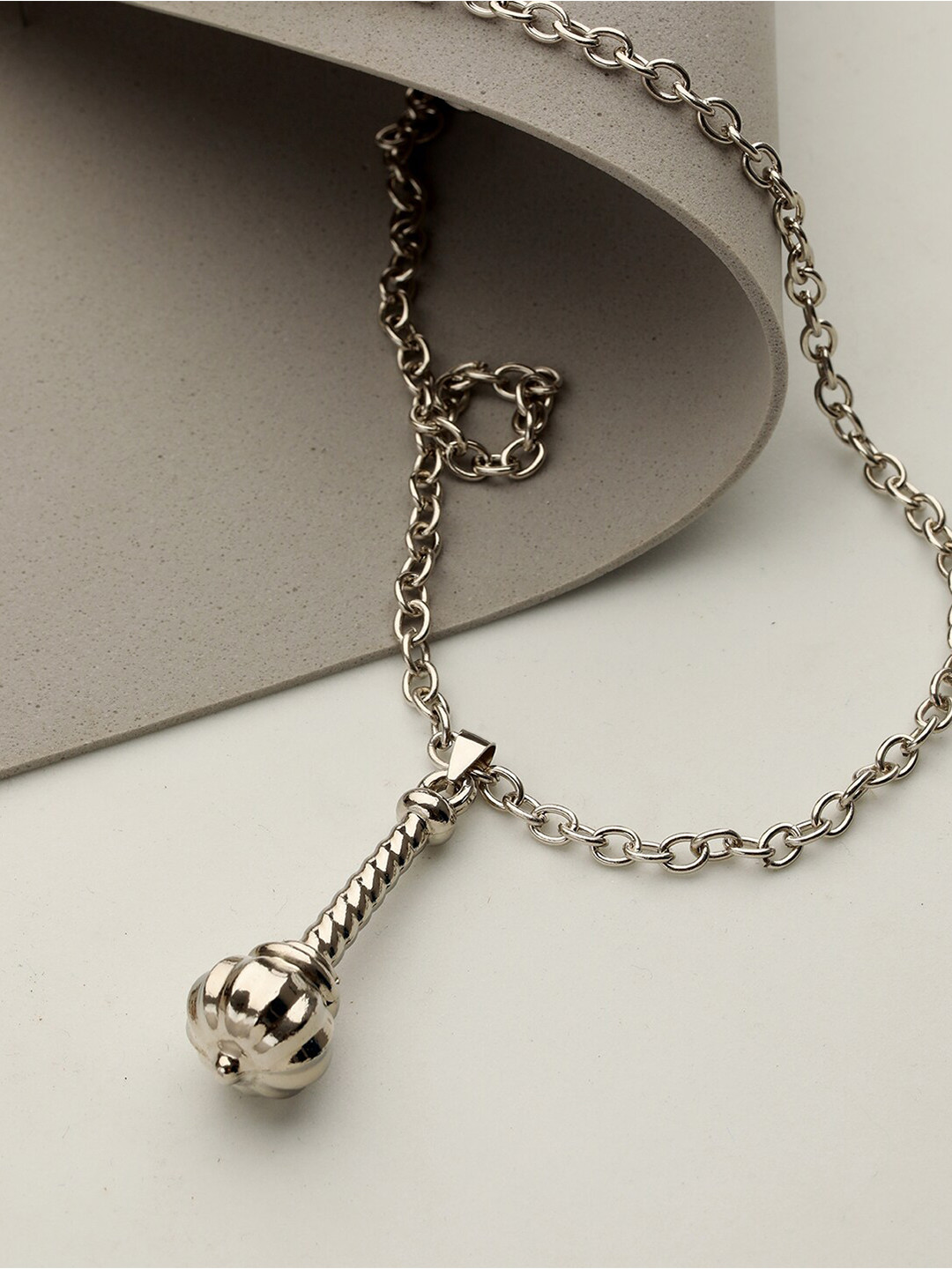 

Bold by Priyaasi Silver Plated Lord Hanuman's Gada Pendant With Chain