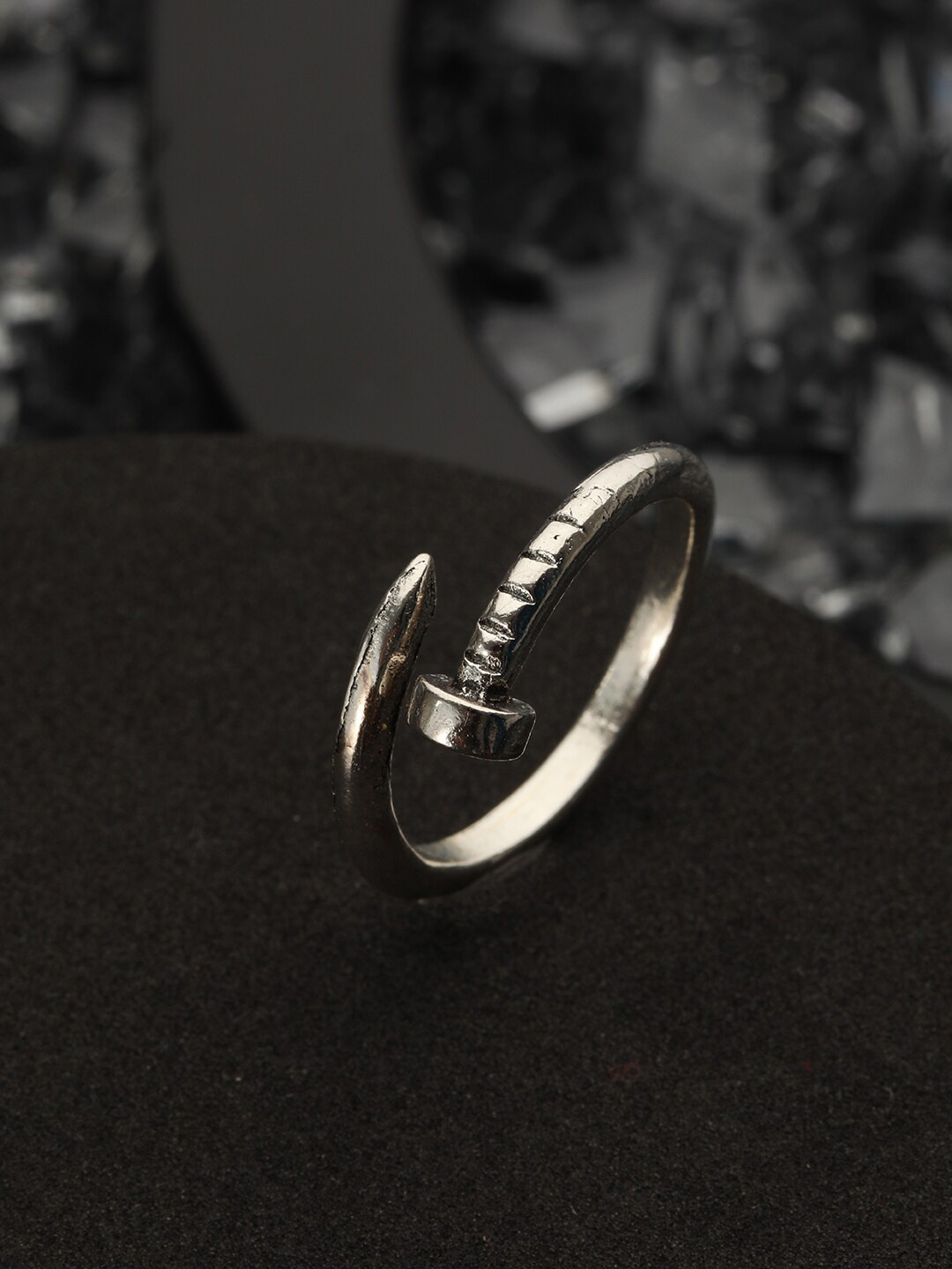 

Bold by Priyaasi Men Silver Plated Adjustable Finger Ring