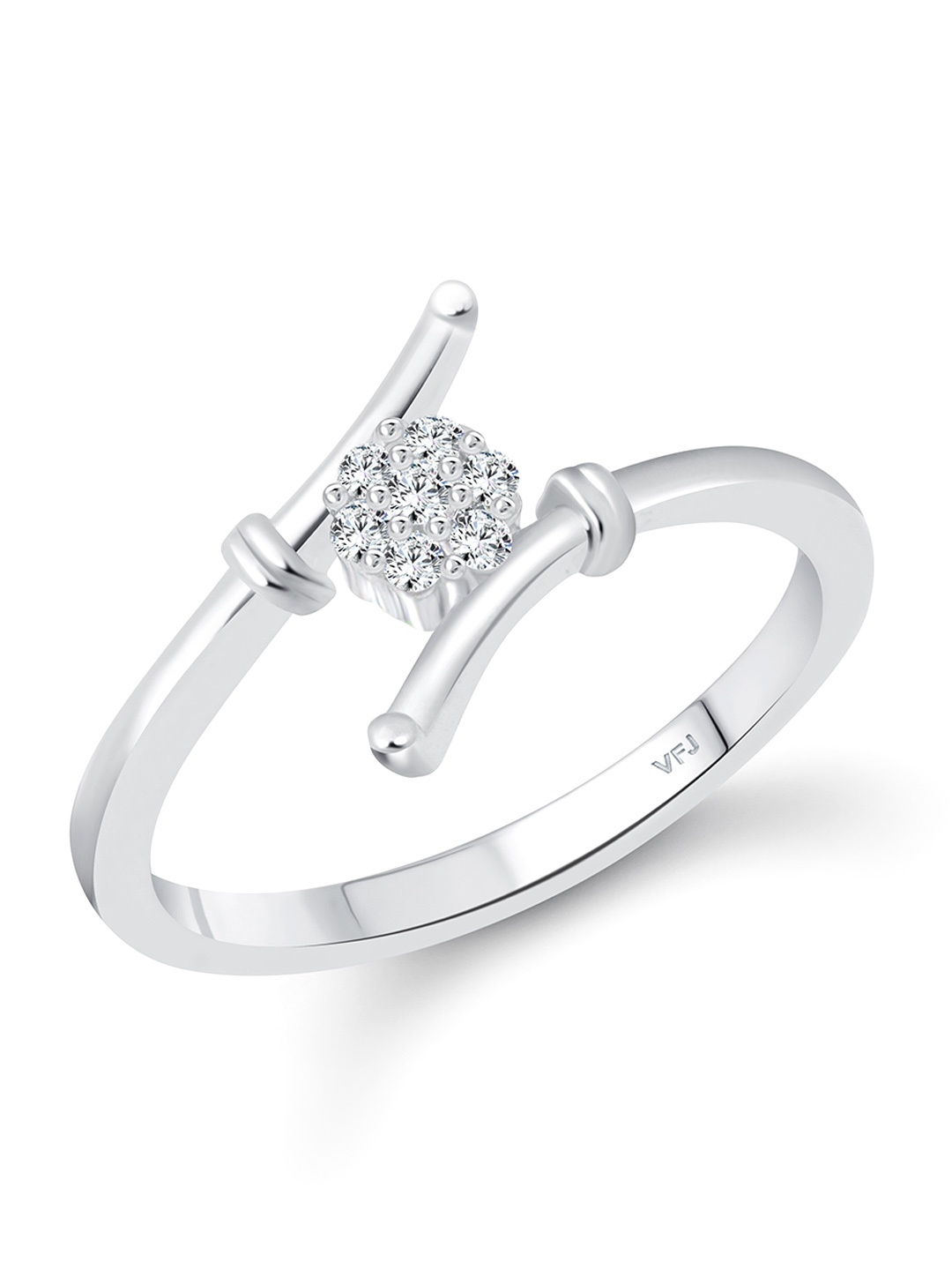 

Vighnaharta Rhodium-Plated CZ-Studded Finger Ring, Silver
