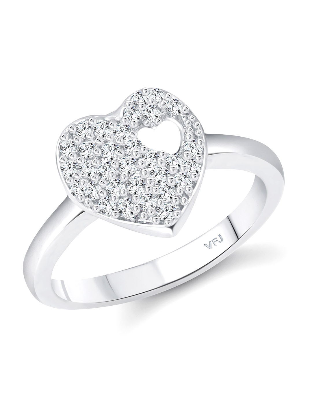 

Vighnaharta Rhodium-Plated CZ-Studded Finger Ring, Silver