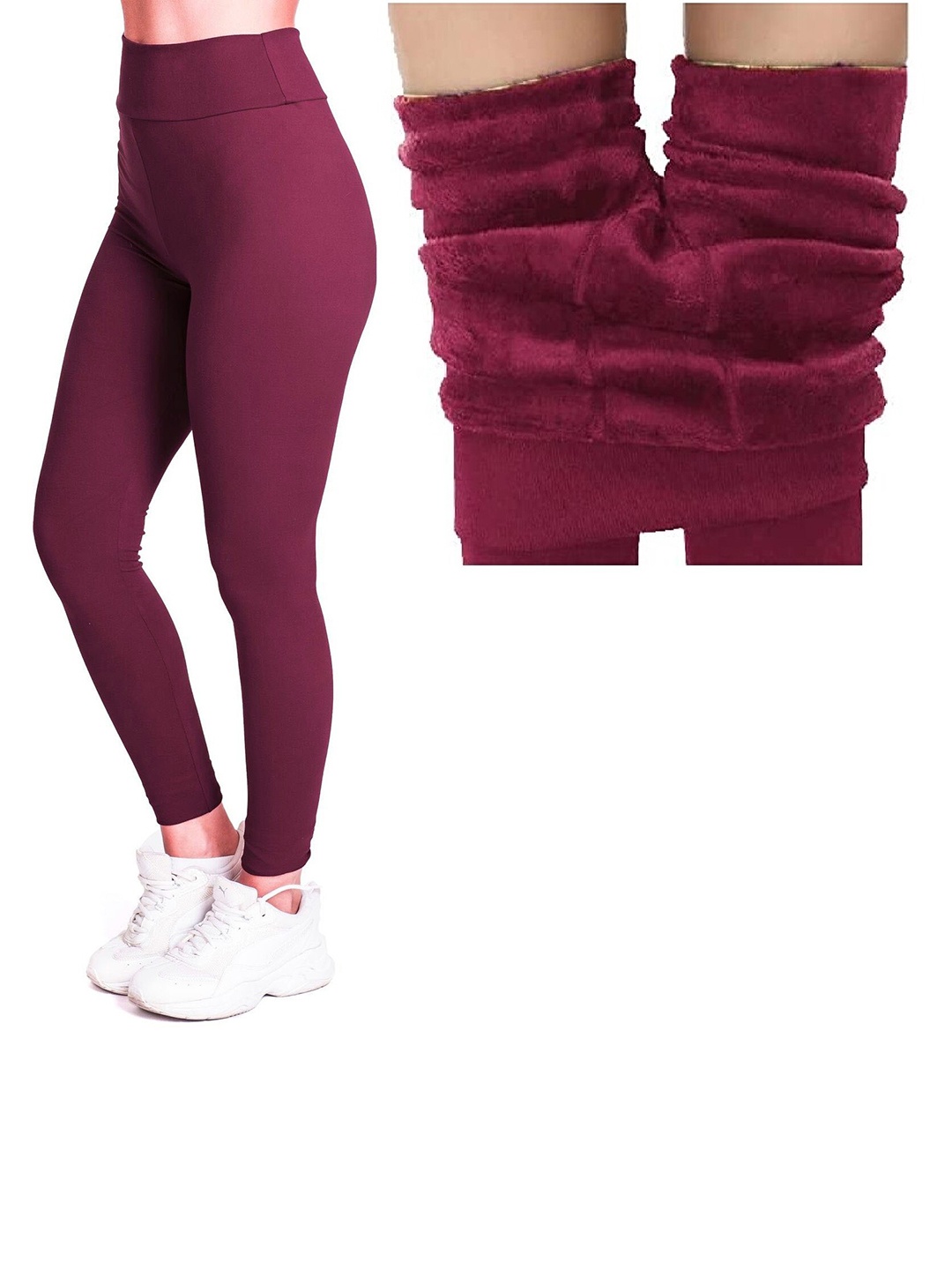 

Alexvyan Ankle-Length Warm Thick Fur Soft Winter Tight Leggings, Magenta