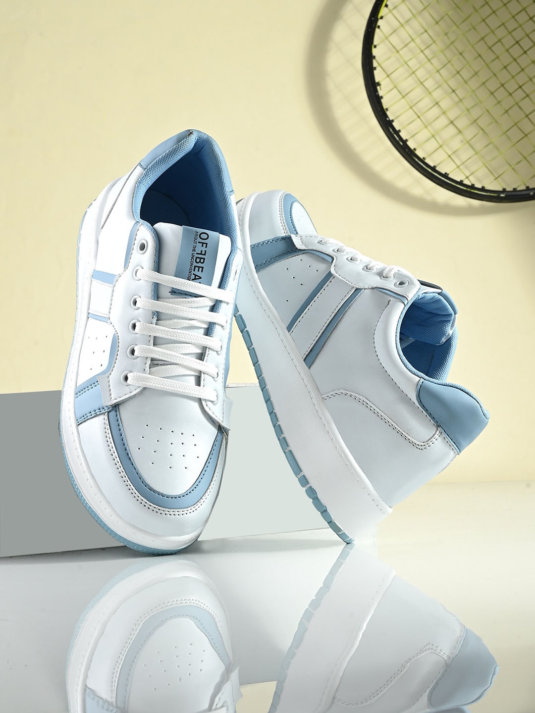 

Mast & Harbour Men White & Blue Colourblocked Comfort Insole Basics Sneakers