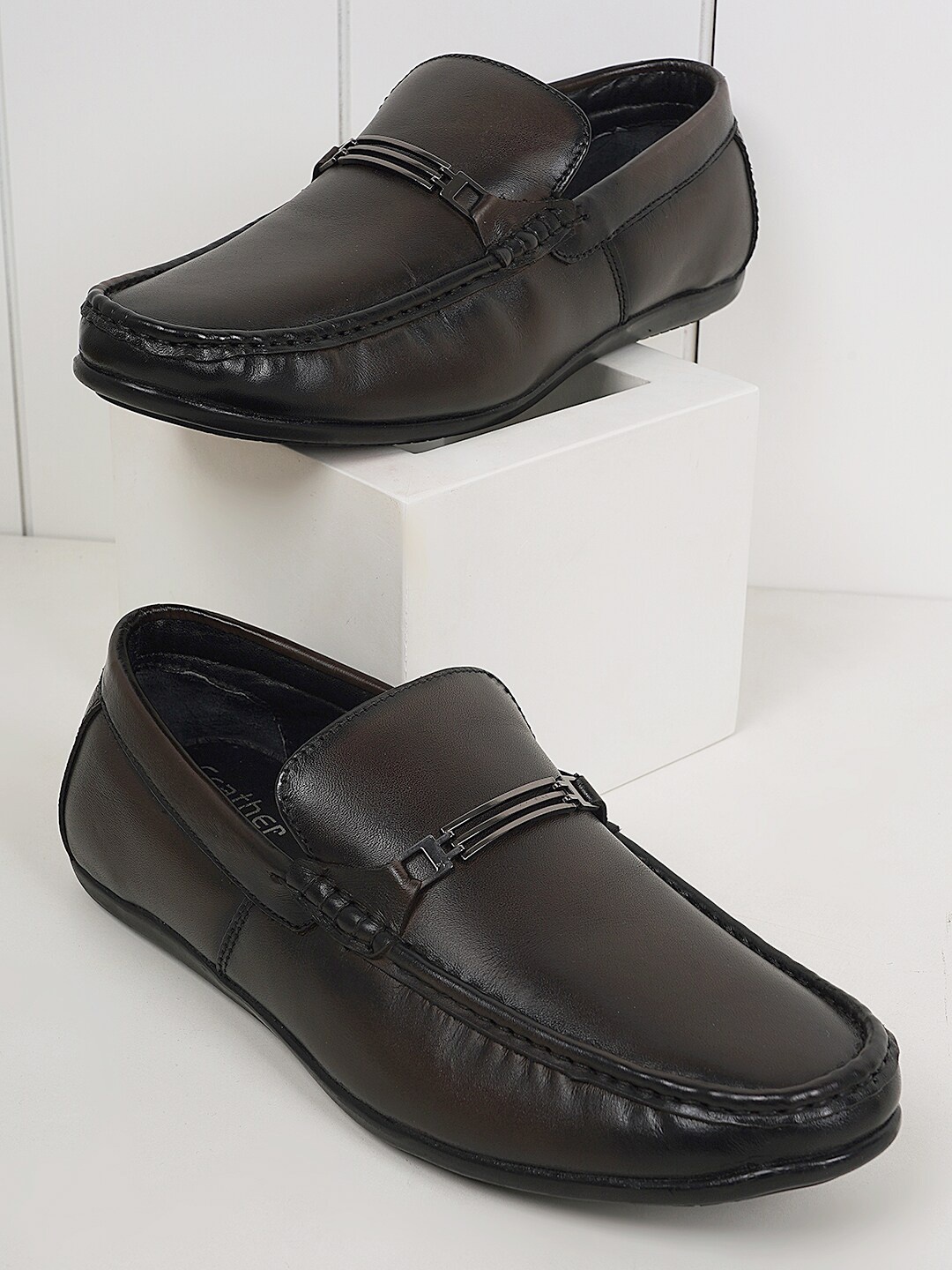 

Style Shoes Men Leather Formal Horsebit Loafers, Brown