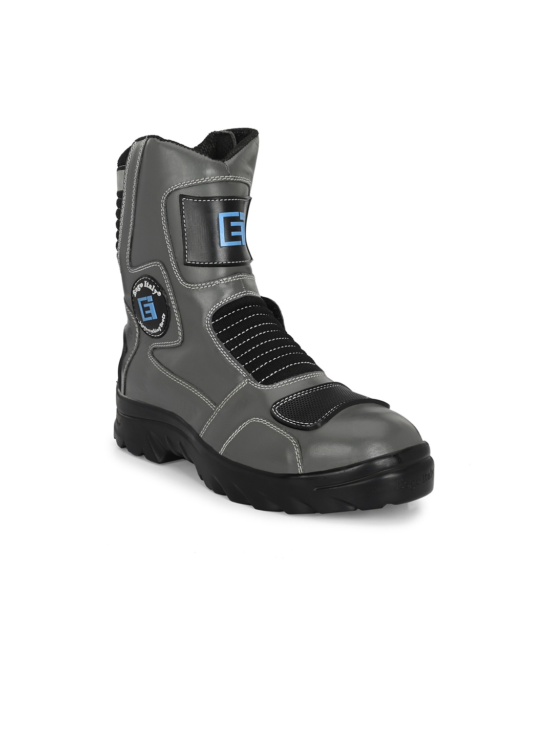 

Eego Italy Men Colourblocked Leather Water Resistant Biker Boots, Grey