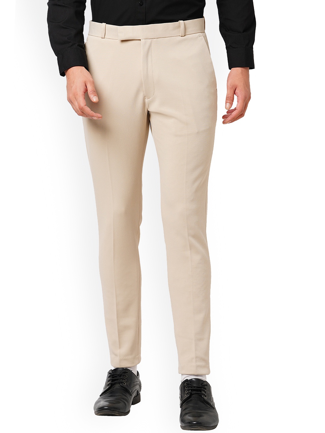

Solemio Men Comfort Mid Rise Formal Trousers, Beige