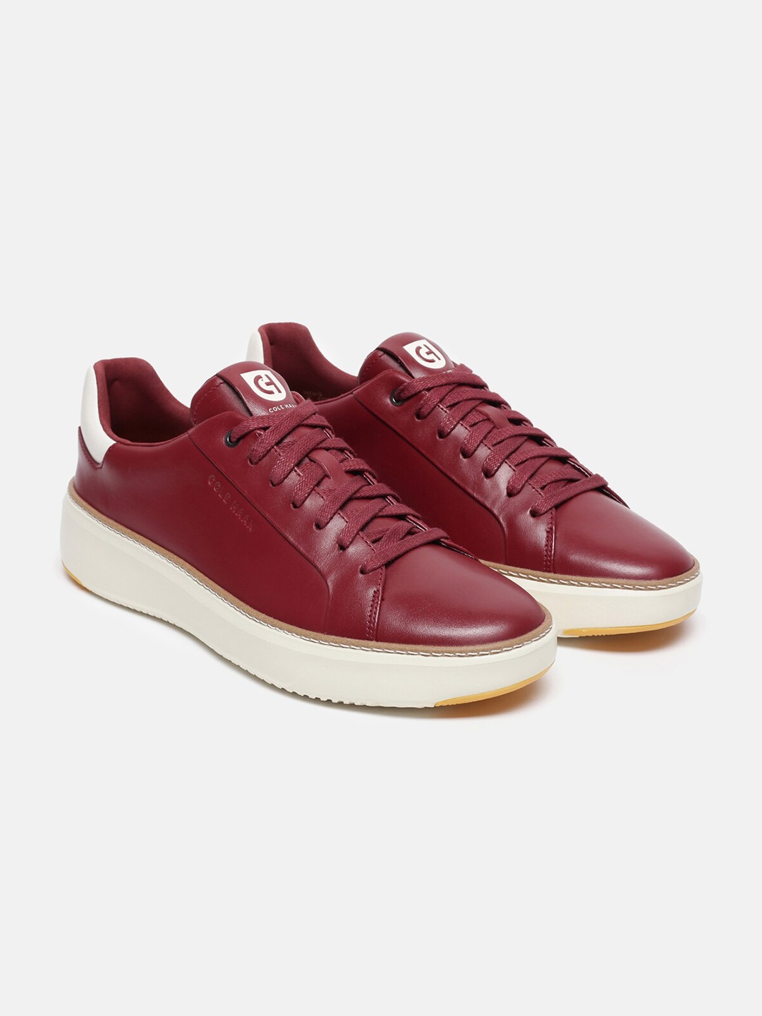 

Cole Haan Men Leather Lace-Up Sneakers, Burgundy