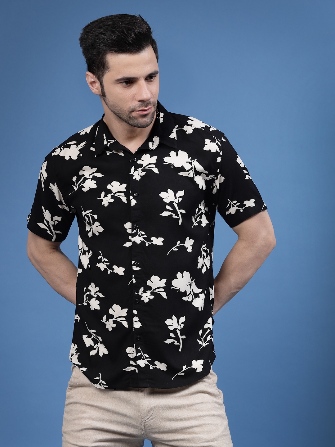 

Rigo India Slim Fit Printed Casual Shirt, Black