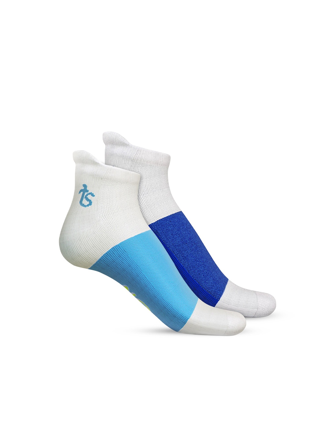 

TalkingSox Pack Of 2 Colourblocked Bamboo Ankle Length Socks, Turquoise blue